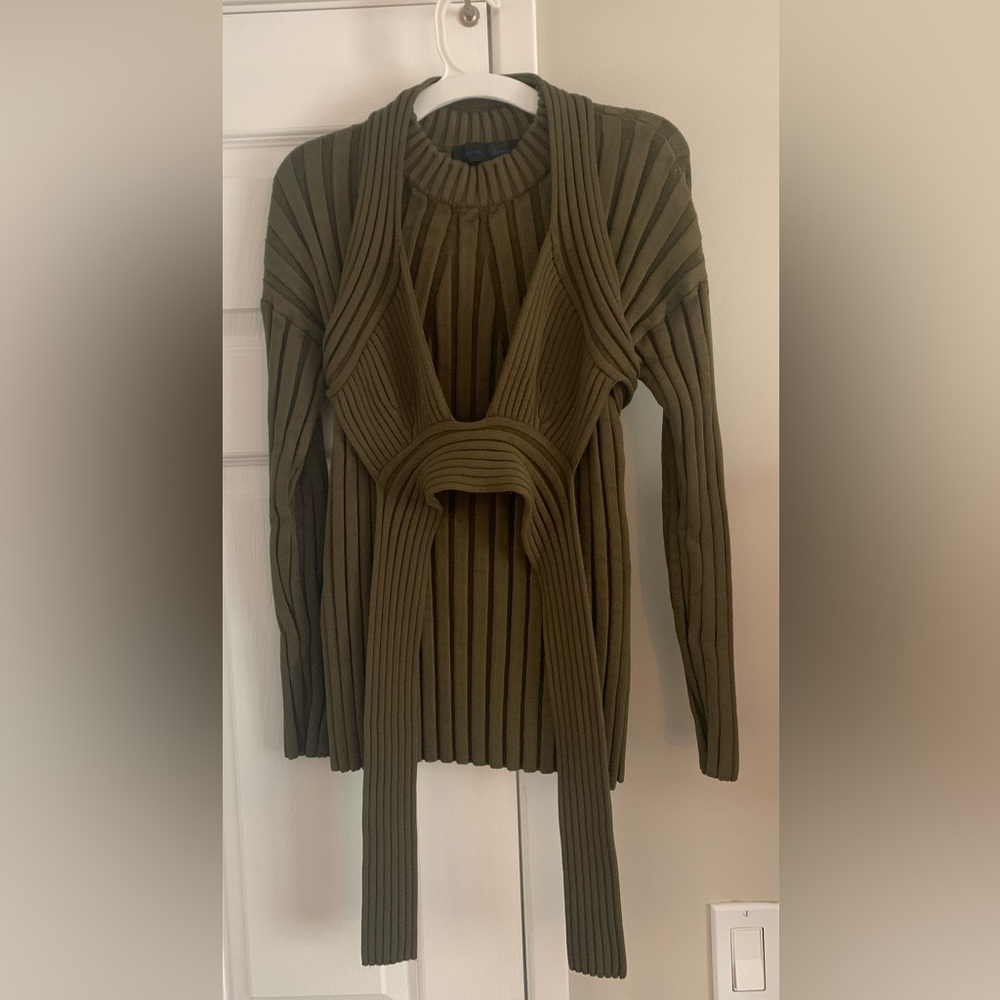 Proenza Schouler, army green crew neck sweater in size x-small